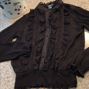 Isabella Rodriguez Brown Sheer Blouse Size Small